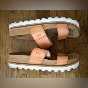 Reef Brown Slide Sandals with White Soles